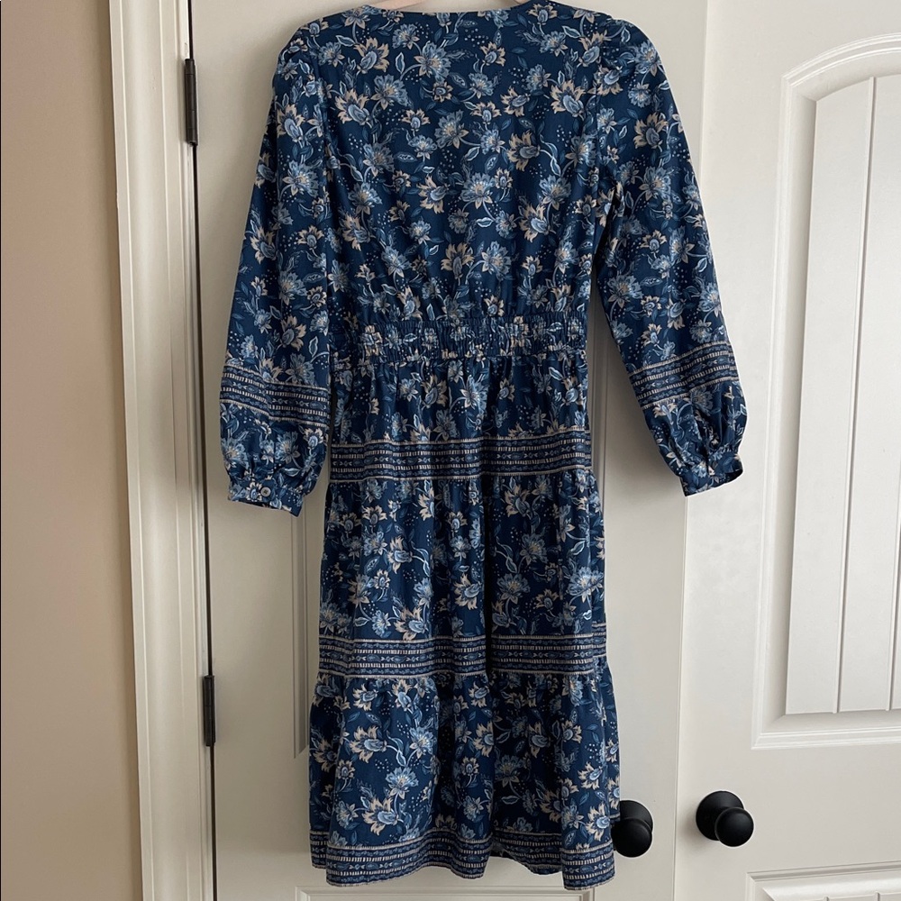 Loft Floral Blue Dress SP - Picture 5 of 5